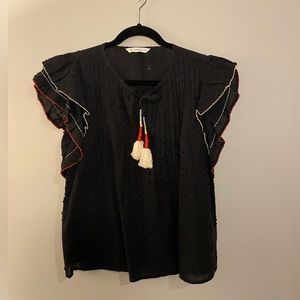 ACOS&A Flamenco Embroiderd Ruffle Sleeve Top
